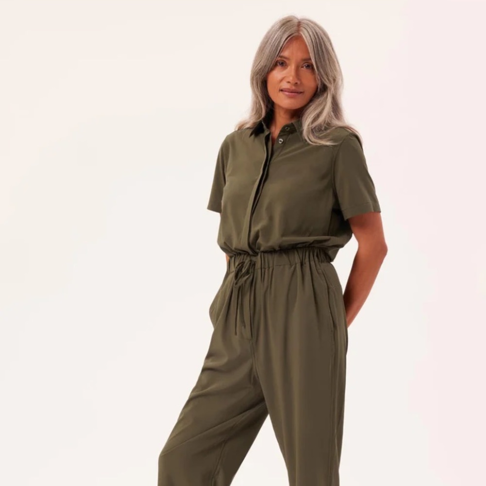 Dark Olive Stretch Woven Jumpsuit